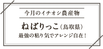 今月のイチオシ農産物 ねばりっこ（鳥取県） 最強の粘り気でアレンジ自在！