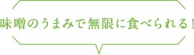 味噌のうまみで無限に食べられる！
